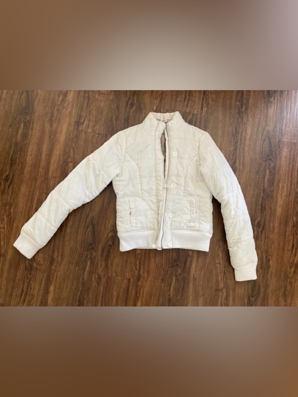 Madonna MDA 47 White Full Zip Quilted Puffer Jacket Size Small
